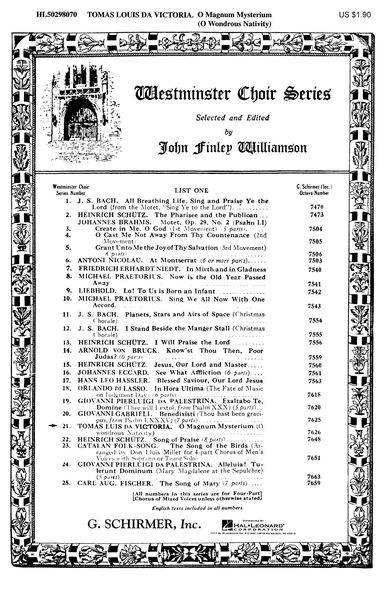 O Magnum Mysterium O Great Mystery : For SATB Choir, A Cappella.