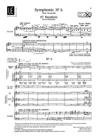Symphony No. 3. Choral Score. (Fifth Movement Only).