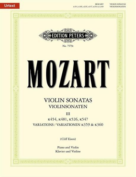 Violin Sonatas, Vol. 3 / edited by Cliff Eisen.
