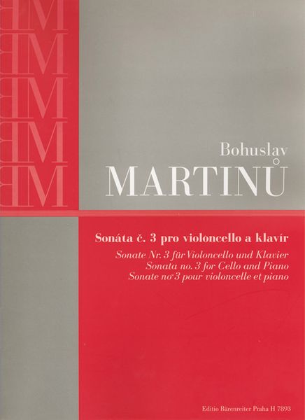 Sonata No. 3 : For Cello and Piano (1952) / edited by Ales Brezina.