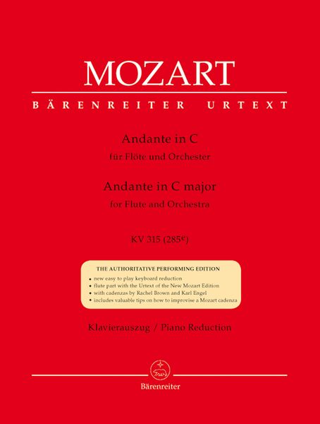 Andante In C Major : For Flute and Orchestra, K. 315 (285e) - Piano reduction / Ed. Franz Giegling.