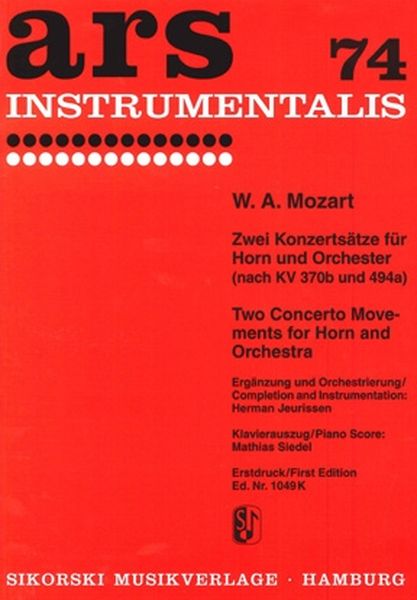 Two Concerto Movements : For Horn and Orchestra - Piano reduction.