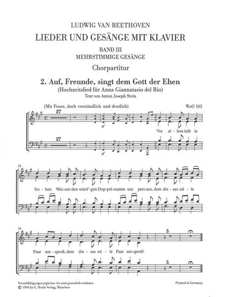 Complete Songs, Vol. 3 : Choral Parts Only.