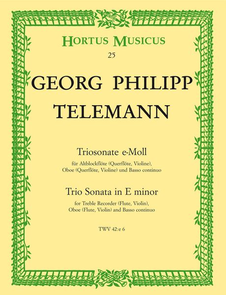 Trio Sonata In E Minor : For Recorder, Oboe and Basso Continuo.