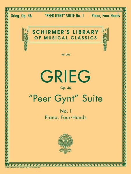 Peer Gynt Suite No. 1, Op. 43 : For 1pf/4hds / edited by Oesterle.