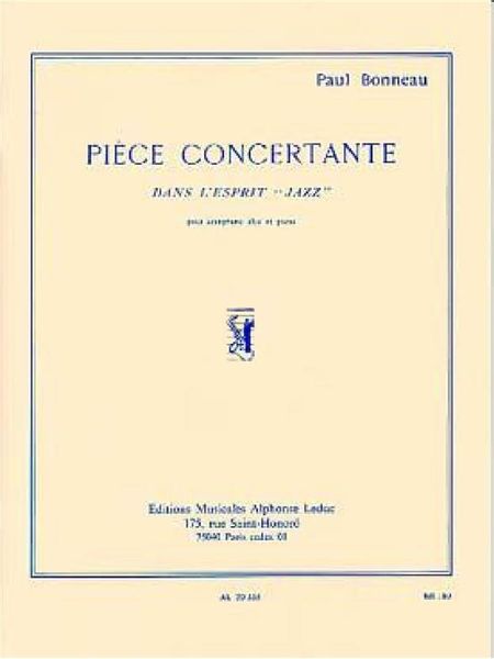 Piece Concertante Dans L'Esprit Jazz : For Saxophone and Piano.
