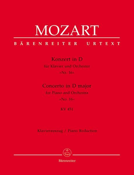 Concerto No. 16 In D Major, K. 451 : For Piano and Orchestra - reduction For Two Pianos.