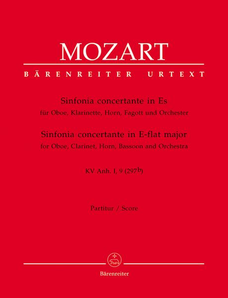 Sinfonia Concertante Eb Maj, K. Anh I,9 (297b) : For Oboe, Clarinet, Horn, Bassoon, Orch / Ed. Plath