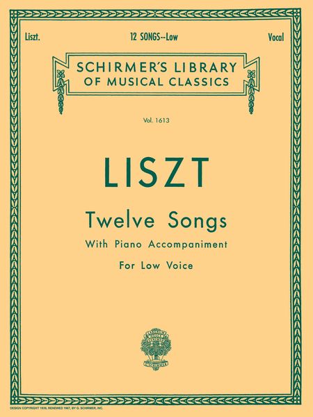 Twelve Songs For Low Voice [G/F/E].