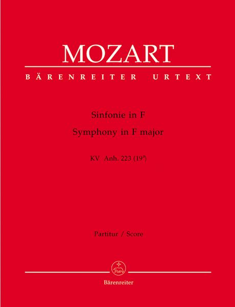 Symphony In F Major, K. Anh. 223 (19a) / edited by Gerhard Allroggen.