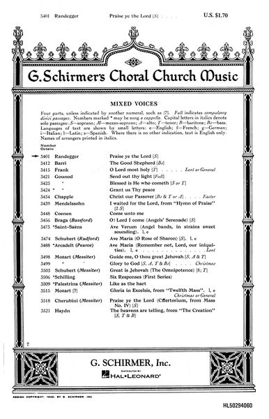 Praise Ye The Lord 150th Psalm : For Soprano Solo.