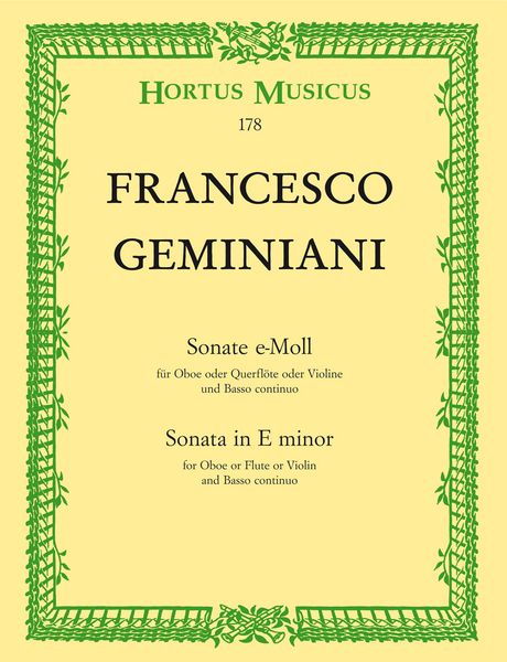 Sonate E-Moll : Für Oboe Oder Querflöte Oder Violine und Basso Continuo.