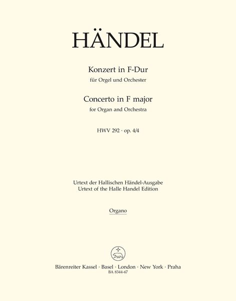 Konzert In F-Dur : Für Orgel und Orchester HWV 292 Op. 4/4.