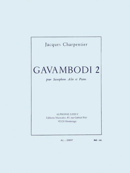 Gavambodi 2 : For Saxophone Mib Et Piano.