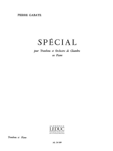 Special : Pour Trombone Et Orchestre De Chambre Ou Piano.