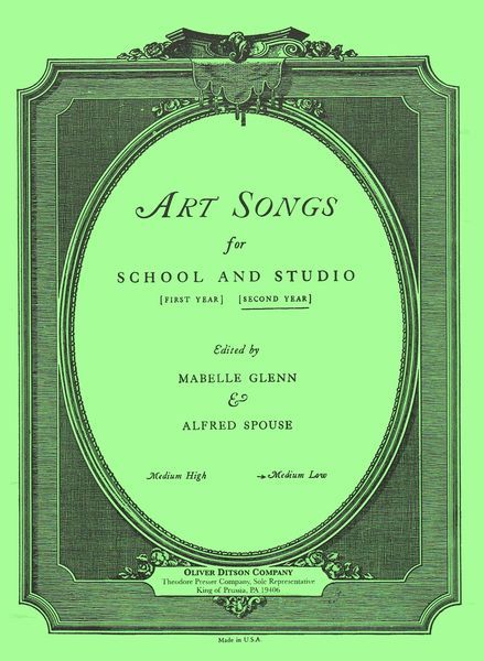 Art Songs For School and Studio, Second Year : For Medium Low Voice / arranged by Alfred Spouse.