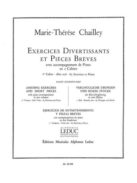 Exercices Divertissants Et Pieces Breves, Vol. 1 : 65 Exercices Et Pieces Alto Seul.
