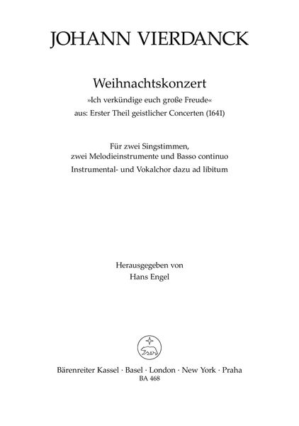 Ich Verkündige Euch Grosse Freude : Weihnachtskonzert.