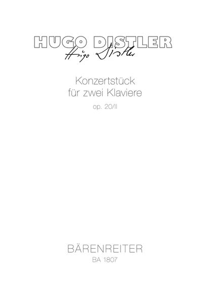 Konzertstücke, Op. 20 No. 2 : For Two Pianos (1940).