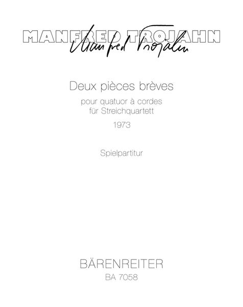 Deux Pieces Breves : For String Quartet (1973).