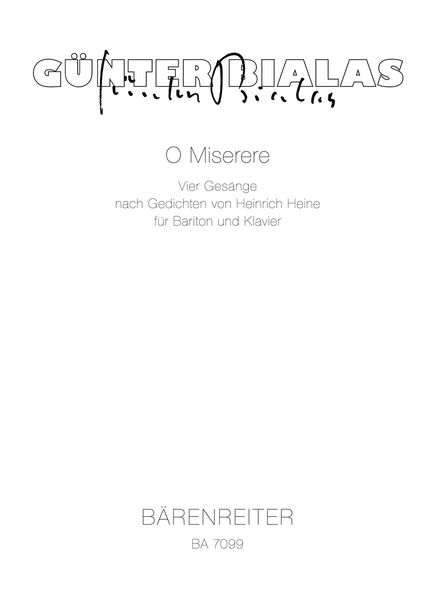 O Miserere : For Songs For Baritone and Piano (1983).