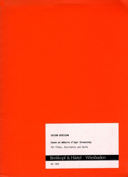 Canon En Memoire D' Igor Stravinsky : For Flute, Clarinet and Harp (1971).
