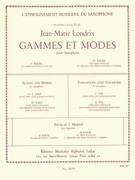 Gammes Et Modes, Vol. 1 : For Saxophone.