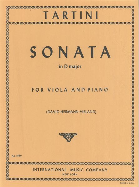 Sonata In D Major : For Viola and Piano (F. Hermann-Vieland).
