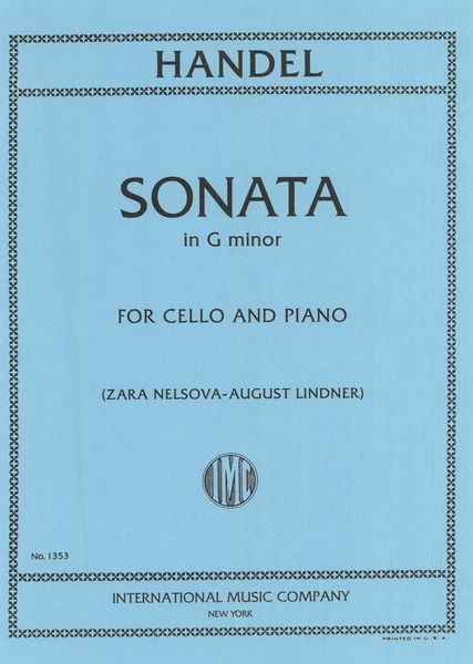 Sonata In G Minor : For Violoncello and Piano (Lindner-Nelsova).