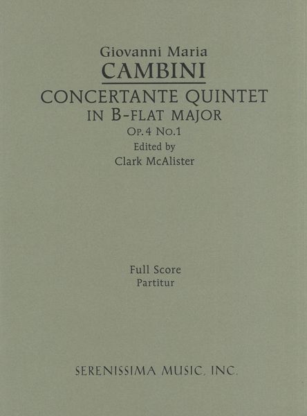 Concertante Quintet No. 1 In Bb, Op. 4/1 : For Flute, Oboe, Clarinet, Horn & Bassoon.