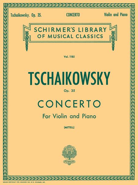 Concerto For Violin and Orchestra, Op. 35 : reduction For Violin and Piano.
