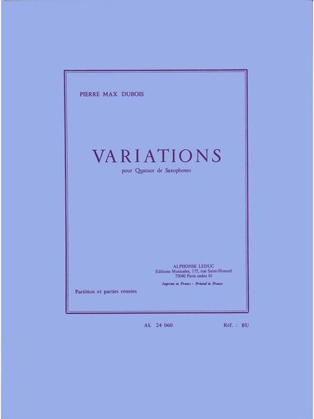 Variations : Pour Quatuor De Saxophones.