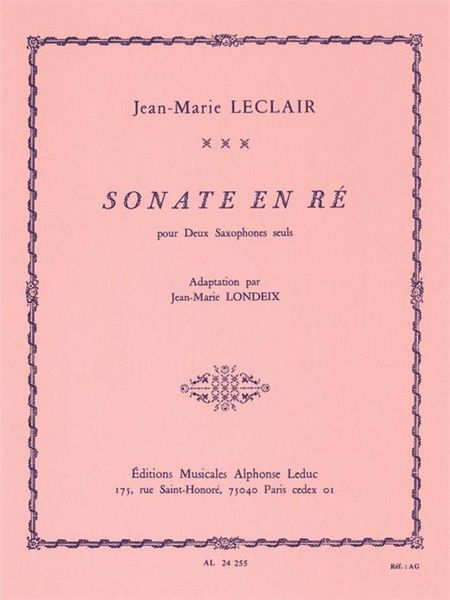 Sonate En Re : Pour 2 Saxophones.