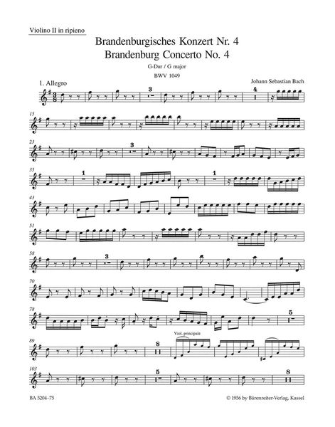 Brandenburg Concerto No. 4 In G Major, BWV 1049.
