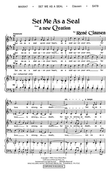 Set Me As A Seal (A New Creation). SATB.