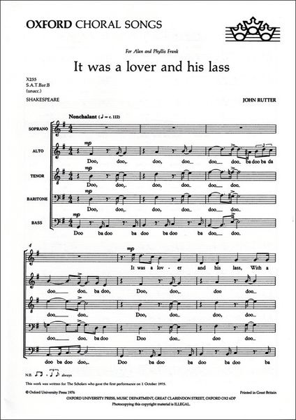 It Was A Lover and His Lass : For Mixed Choir and Keyboard.