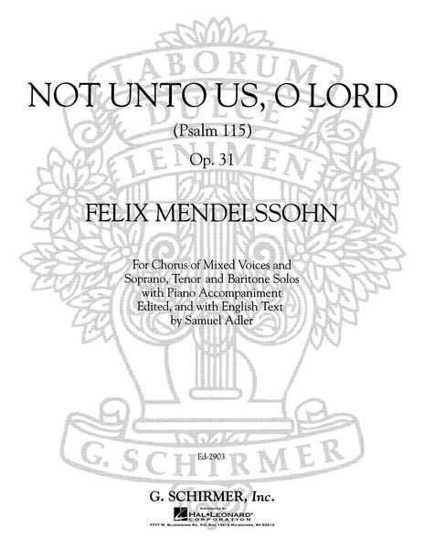 Not Unto Us O Lord (Psalm 115), Op. 31 : For Mixed Chorus and Piano.
