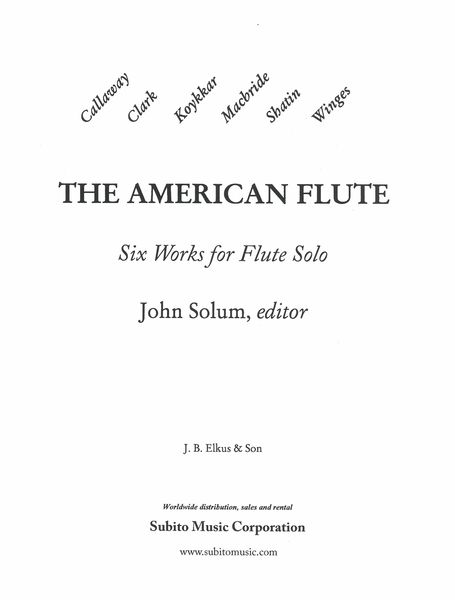 American Flute : New Works For Flute Solo / edited by John Solum.