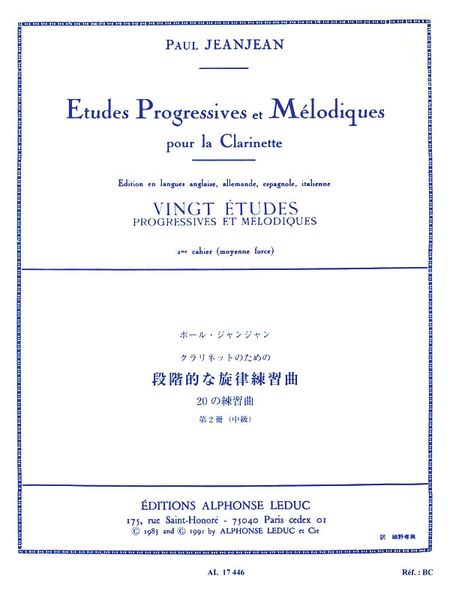 20 Etudes Progressives Et Melodiques, Vol. 2 : For Clarinet.