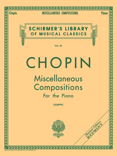 Miscellaneous Compositions : For Piano / edited by Rafael Joseffy.