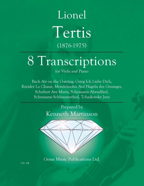 8 Transcriptions For Viola And Piano / Prepared By Kenneth Martinson.