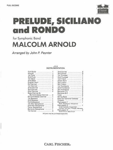 Prelude, Siciliano and Rondo : For Concert Band.
