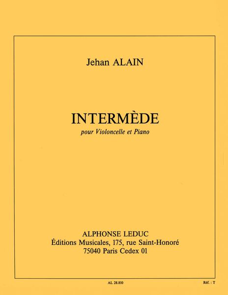 Intermede : Pour Violoncelle Et Piano - transcribed by The Composer.