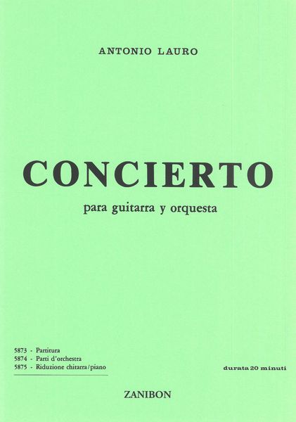 Concierto Para Guitarra Y Orchestra : Riduzione Per Chitarra E Pianoforte.