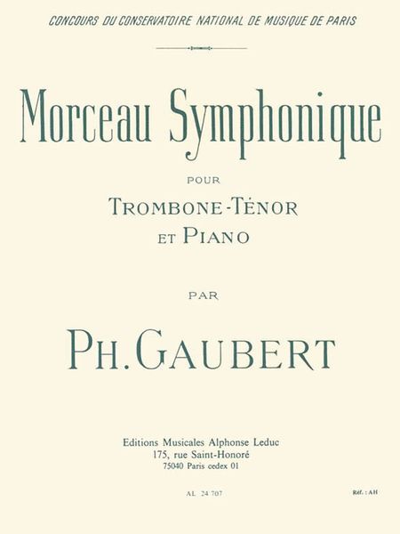 Morceau Symphonique : For Trombone and Piano.