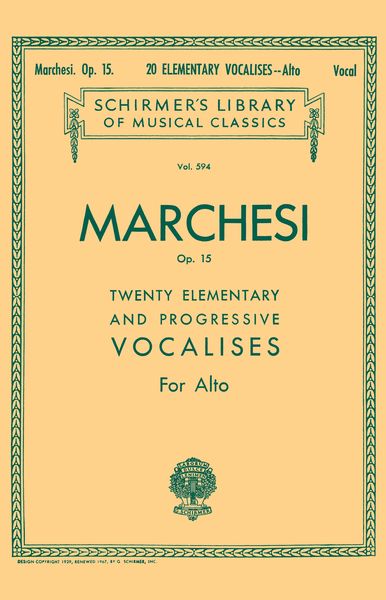 20 Elementary and Progressive Vocalises, Op. 15 : For Low Voice.