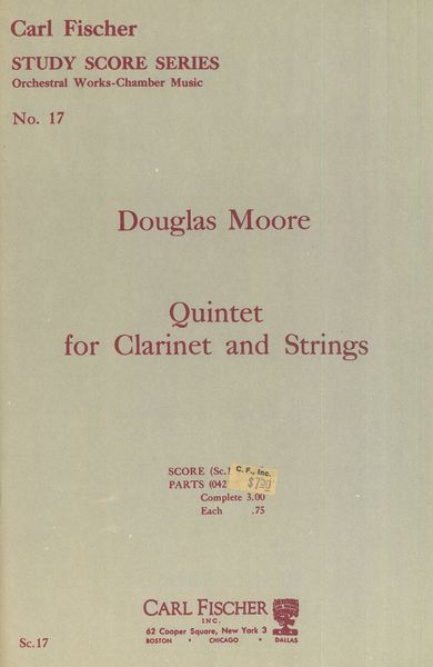 Quintet : For Clarinet and Strings.