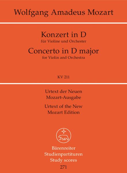 Concerto No. 2 In D Major, K. 211 : For Violin and Orchestra.