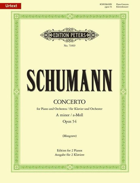 Concerto In A Minor, Op. 54 : For Piano and Orchestra - Edition For 2 Pianos / ed. Michael Musgrave.