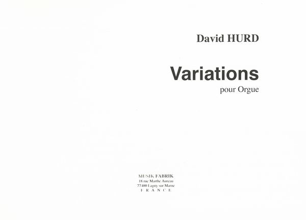 Variations : For Organ.